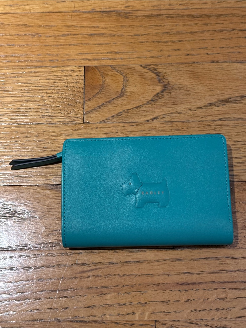 Radley London Turquoise Leather Bifold Wallet Scottie Dog Zip Coin Purse